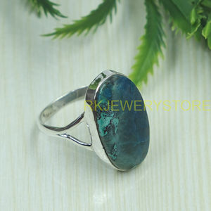 Natural Blue Apatite Gemstone <b>Ring</b> 925 Sterling Silver Handmade Oval Cabochon <b>Statement</b> <b>Ring</b> Boho Vintage Jewelry Gift for women - Product Image 3