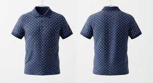 เสื้อโปโลชายสีน้ำเงินกรมท่าลายจุด แขนสั้น ดีไซน์ถักแบบลำลอง ทรงปกติ - Product Image 2