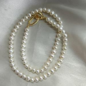 Collar de Perlas de Agua Dulce Redondas Jóvenes de Alta Calidad de 5-6 mm, Cuentas Casi Limpias, Sin Núcleo - Product Image 2