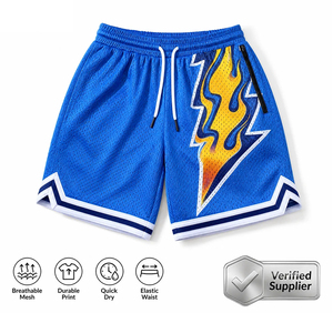 Pantalones Cortos de Baloncesto de Malla Transpirable Azul, de Secado Rápido, Cintura Elástica, para Entrenamiento Deportivo, con Logotipo Personalizado - Product Image 1