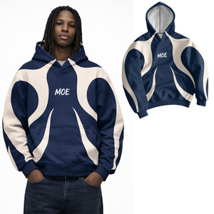 Sweat-shirts à capuche en molleton de coton à empiècements contrastants pour hommes, coupe oversize, style streetwear, pull-over, design imprimé personnalisé, vente en gros OEM - Product Image 1