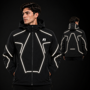 Chaqueta cortavientos de nailon ligera reflectante para hombre, diseño personalizado OEM, proveedor mayorista de chaquetas con capucha. - Product Image 1