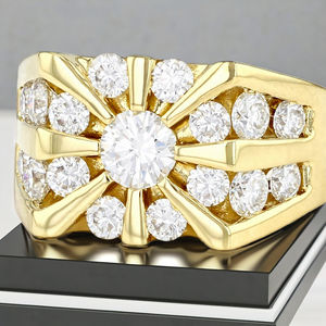 แหวนแต่งงานสีเงินสเตอร์ลิงประดับอัญมณีเซอร์โคเนียชุบโรเดียมแบบคลาสสิกสำหรับงานแต่งงานแหวนแต่งงานสีเงินแท้925สำหรับผู้ชาย - Product Image 1