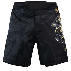 Shorts MMA unisexes noirs avec imprimé serpent doré par sublimation, anti-humidité, en polyester 140g, vêtements de sport de combat de haute qualité - Product Image 1