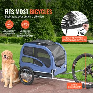 Rimorchio per Bicicletta per Cani Facilmente Pieghevole, Supporta 45 kg, Ruote a Sgancio Rapido, Trasportino Universale per Animali Domestici - Product Image 2