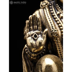 Escultura pequeña hecha a mano de latón Lord Hanuman de 6 pulgadas en Base de Jade escultura de bendición Superfina para el hogar y el templo hecho en La India - Product Image 3