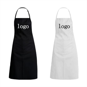 Delantal Unisex de Tela de Punto de Algodón con Bolsillo para Restaurante o Bar, Correas Ajustables, Manga Corta, Uniforme para Camareros, Blanco y Negro - Product Image 1