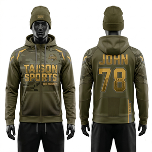 Sweat à capuche d'entraînement de hockey sur glace pour hommes, 320 GSM, polaire polyester premium, bleu sarcelle, noir, panneau contrastant blanc, sublimation, logo personnalisé - Product Image 5