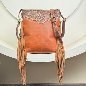 Bolso bandolera de cuero con flecos de estilo occidental bohemio para mujer, bolsos de diseño Floral de cuero genuino de gran capacidad - Product Image 5