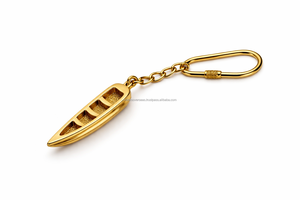 Vintage brass boat keychain gold finish metal canoe pendant <b>key</b> <b>holder</b> nautical theme keyring for gift and souvenir use - Product Image 3