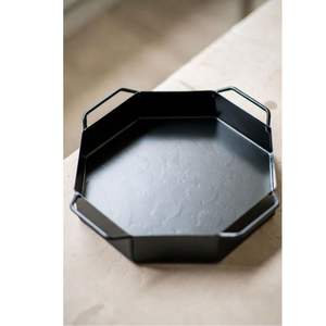 Plateau de service rectangulaire en métal émaillé imprimé d'arbres bleus de style nordique, plateau de table basse, vaisselle décorative, décoration de la maison - Product Image 2