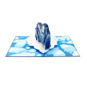 การ์ดอวยพรป๊อปอัพ 3 มิติ งานแฮนด์เมด ออกแบบเอง ของขวัญวันเกิด ครอบครัวเพนกวิน พิมพ์ออฟเซ็ตบนกระดาษ - Product Image 4