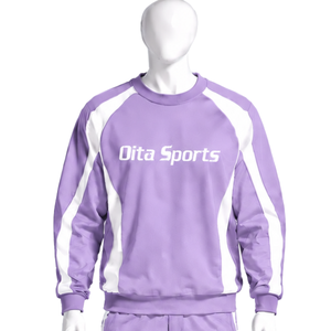 Sudadera Lila para Hombre, Cuello Redondo, Manga Larga, Diseño en Contraste, Estilo Deportivo, Informal, para Gimnasio, Entrenamiento, Ejercicio, Ropa Deportiva Personalizada - Product Image 1