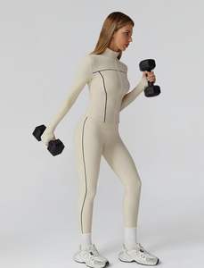 Ensemble de yoga 3 pièces personnalisé pour femmes, haute qualité, grande taille, taille élastique sur le devant, respirant, léger, séchage rapide, 100% coton - Product Image 5