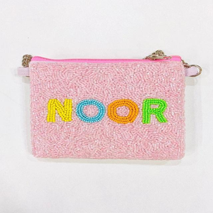 Bolsos cruzados personalizados con nombre esmaltado y cadena de cuentas, rosa brillante, regalo de cumpleaños, multicolor con cuentas, de MD HANDICRAFTS - Product Image 2