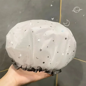 Gorro de Ducha Impermeable de Doble Capa con Diseño de Cielo Estrellado, Gorro de Baño Reutilizable, Gorro Sanitario a Prueba de Aceite para Cocina - Product Image 2