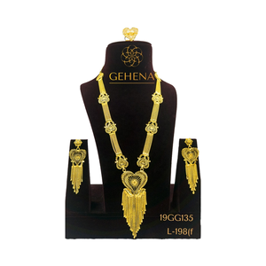 Diseñador 24K chapado en oro moda joyería conjunto 5 gramos largo collar pendiente anillo para mujeres elegantes bodas fiestas - Product Image 1