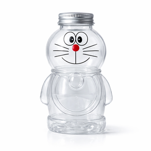Bouteille en PET de 400 ml en forme de dessin animé, en matière vierge, sérigraphiée, avec bouchon à vis et couvercle en aluminium, pour emballage de boissons froides, exportation - Product Image 1
