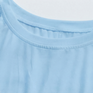 T-shirt court respirant pour femme, col rond décontracté, manches courtes en coton, tendance et élégant, imprimé uni - Product Image 3
