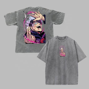 Camiseta de Mezclilla Extra Grande para Hombre con Estampado de Personajes de Anime, Manga Corta, Cuello Redondo, Estilo Urbano, Algodón - Product Image 2