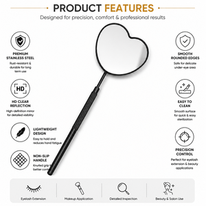 Personalized Heart Shape Handheld Stainless Steel Frame <b>Makeup</b> <b>Mirror</b> 3X <b>Magnifying</b> Single Side Black Handle - Product Image 4