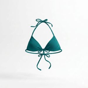 Haut de bikini noir pour femme avec cordon de serrage à l'avant et bretelles réglables, maillot de bain uni en spandex et polyester - Product Image 6