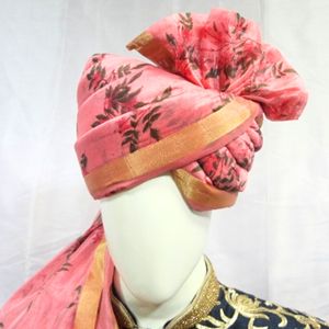 Turbante tradicional de algodón listo para usar, turbante de algodón tradicional Pagdi para boda y aniversario, hombres étnicos Sherha Floral Pagdi - Product Image 5