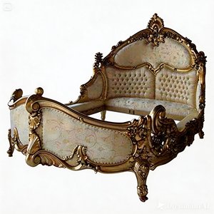 Offre Spéciale – Nouvelle Tête de Lit Classique Sculptée Style Rococo Français, Luxe Élégant Baroque, en Bois et Tissu, Taille King/Queen, Dorée Crème - Product Image 5