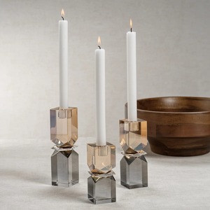 Ensemble de bougeoirs géométriques modernes en laiton pour la décoration de la maison, résistants à la chaleur, design conique, bougeoirs en métal - Product Image 3