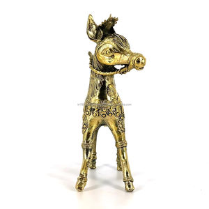 Figurine de cheval en laiton doré de 8,5 pouces, fabriquée à la main, décoration moderne exquise pour la maison - Product Image 1