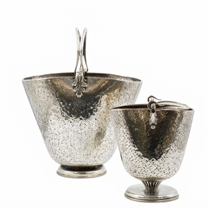 Ensemble de 2 seaux à glace vintage de style italien en aluminium, écologiques, portables, capacité 5L, pour mariage et fête - Product Image 3