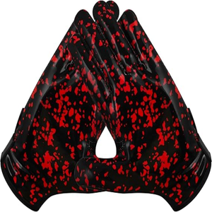 Gants de football américain de haute qualité pour receveur, blancs et rouges, Joker, super adhérents, en latex imperméable, compatibles écran tactile, avec grip personnalisé. - Product Image 5