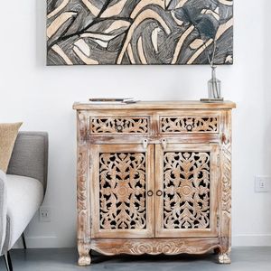 Vintage Antique Carved Wood Handmade <b>Sideboard</b> Console <b>Cabinet</b> Storage Buffet Home Furniture for Living Room Bedroom Hotel - Product Image 1
