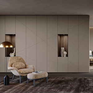 Armoires de chambre à coucher modernes en bois personnalisées JY Project, armoire de chambre à coucher de luxe moderne, meubles de placard en bois pour villa, hôtel, appartement - Product Image 1