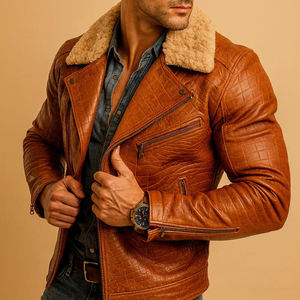 Chaquetas de Cuero Vacuno Genuino de Primera Calidad para Hombre, Chaquetas Casuales de Invierno, Prendas Exteriores de Cuero Genuino Suave y Cómodas - Product Image 1