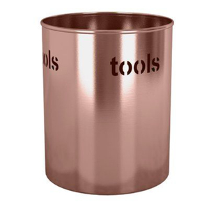 Latest Silver Finished Metal Farmhouse Utensil Holder Flatware Caddy <b>Vintage</b> Style Round Shape Kitchen Organizer - Product Image 4
