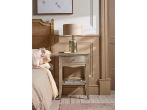 Table de chevet moderne en bois de manguier massif avec 2 tiroirs et étagère, table de nuit classique pour chambre à coucher et salon - Product Image 2