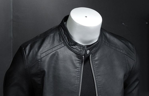 Servicio OEM, Chaqueta de Cuero Genuino para Hombre con Cuello Alto, Logotipo Frontal, Transpirable, Impermeable, Informal, de Invierno, para Exteriores, de Tela de Lona - Product Image 5