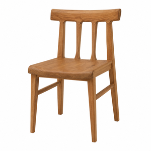 Chaise de salle à manger en teck scandinave moderne avec dossier sculpté - Imperméable, écologique, durable, stable, mobilier de salle à manger d'extérieur - Product Image 1