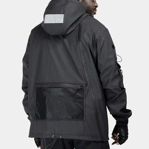 Nouvelle veste bomber vintage imperméable à capuche personnalisée en gros, noire, streetwear, anime japonais, cyberpunk, pour femmes et hommes - Product Image 2