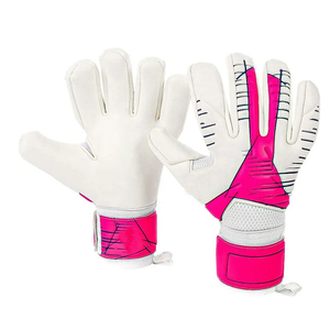Gants de gardien de but de football blancs et roses en PU, à doigts entiers, antidérapants, respirants, avec sangle de poignet réglable, unisexe - Product Image 1