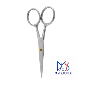 Ciseaux à moustache avec vis plaquée or, lame droite en acier inoxydable durable, taille 10,5 cm, logo personnalisé - Product Image 4