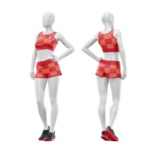 Ensemble de sport et fitness personnalisé 2 pièces : Crop top à col rond et short, bretelles réglables, taille élastique, séchage rapide, extensible dans les quatre sens - Product Image 4