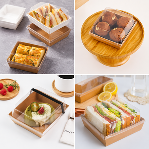 Disposable Biodegradable Eco-Friendly Food Containers Pastry Bakery Square <b>Box</b> Sandwich Lunch Paper <b>Box</b> Fruit Tray Takeout <b>Box</b> - Product Image 5