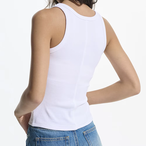 Camiseta sin Mangas Blanca para Mujer, Cuello en V, Corte Regular, Informal, de Algodón Tejido, Secado Rápido, Personalizada con Estampado, para Todas las Temporadas - Product Image 5