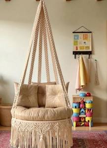 Regalo de Navidad, regalo de decoración para cuna, silla colgante de macramé hecha a mano: Decoración boho beige - Product Image 3