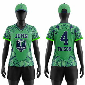 Camiseta de Lacrosse Personalizada para Mujer, 180 GSM, Poliéster Transpirable, Paneles Geométricos Verde Marino, Logotipo Sublimado - Product Image 1