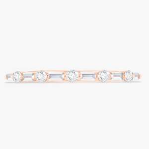 Anillo de media eternidad con diamantes cultivados en laboratorio de corte redondo y baguette, oro macizo real de 14K, anillo de boda apilable, precio de fábrica al por mayor - Product Image 3