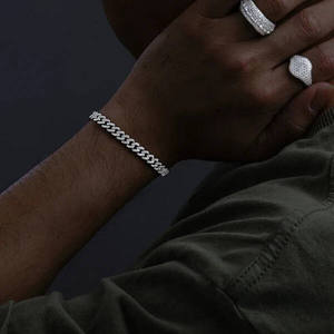 Pulsera de Cadena Cubana Miami de Oro de 14K de Lujo con Diamantes Redondos Cultivados en Laboratorio, Engaste Pavé, Estilo Iced Out, Cierre de Eslabón Curb, Joyería Hip Hop - Product Image 3