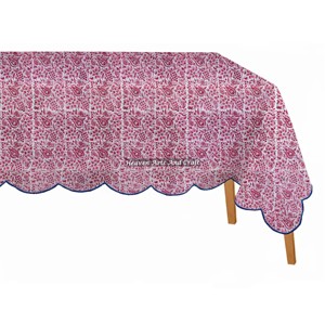 Nuevo Producto en Tendencia 2026: Mantel Rectangular con Borde Festoneado, Estampado Floral Indio a Mano, Tela de Algodón - Product Image 2